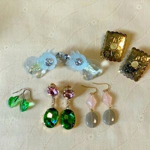 Mixed lot of Bling and green earrings